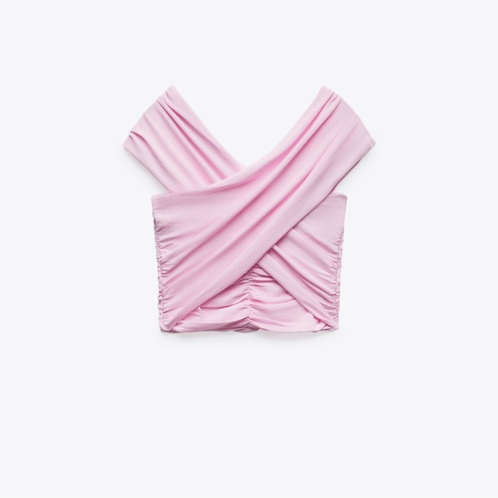 T0102109 BUNDLE Zara crop top M; ZARA WOMENS PRINT HALTER CROPPED TOP SZ SNWOT - Picture 7 of 8